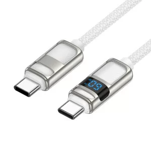 Cablu Hoco U137 Line 60W charging data cable with display C to C [White]
